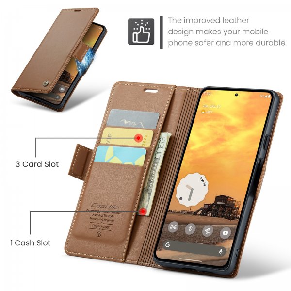 CaseMe Google Pixel 9/9 Pro/Pixel 10/10 Pro Kotelo 023 Series Ruskea