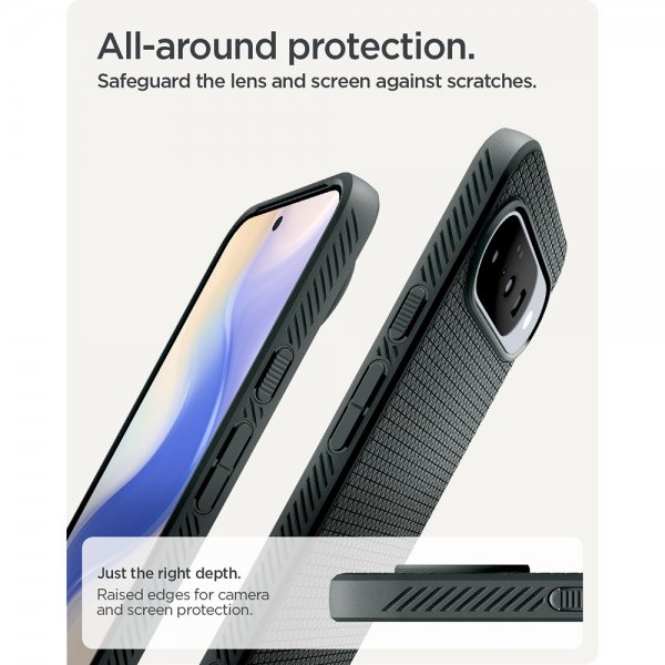 Spigen Google Pixel 10/Pixel 10 Pro -suojakuori Liquid Air MagFit Abyss Green