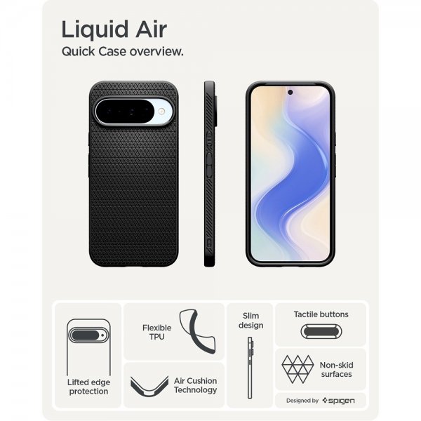 Spigen Google Pixel 10/Pixel 10 Pro Suojakuori Liquid Air Matte Black