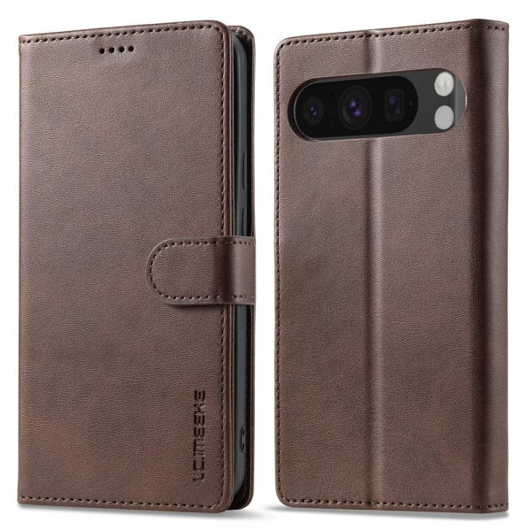 Lc.Imeeke Google Pixel 10 Pro XL Suojakotelo korttipaikalla, jalustatoiminnolla, tummanruskea