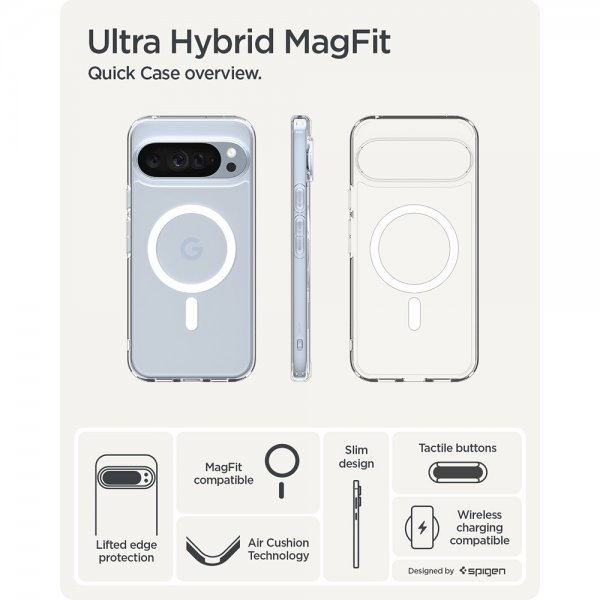 Spigen Google Pixel 10 Pro XL -suojakuori, Ultra Hybrid MagFit Clear White