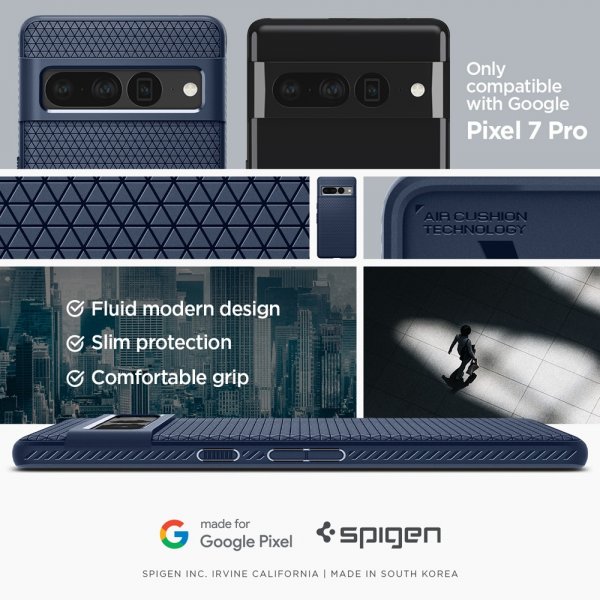 Spigen Google Pixel 7 Pro -kuori, Liquid Air, tummansininen