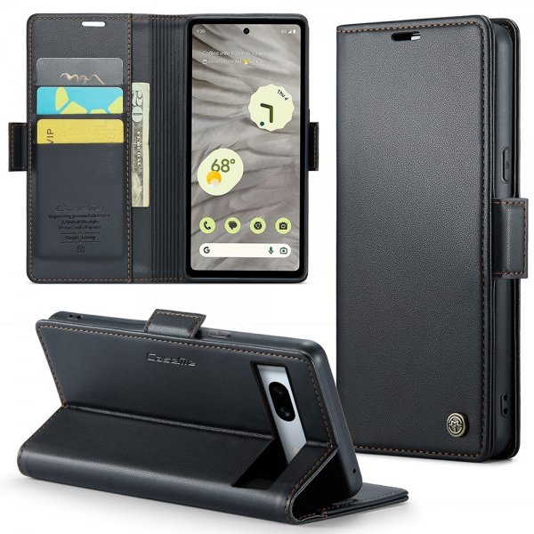 CaseMe Google Pixel 7a Kotelo 023 Series Musta