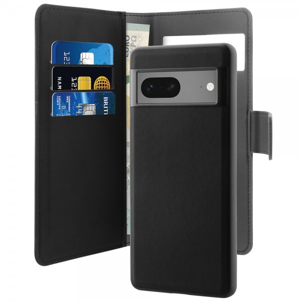 Puro Google Pixel 7a Lompakkokotelo Irrotettava 2-in-1 Musta
