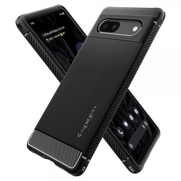 Spigen Google Pixel 7a -kuori, Rugged Armor, mattamusta