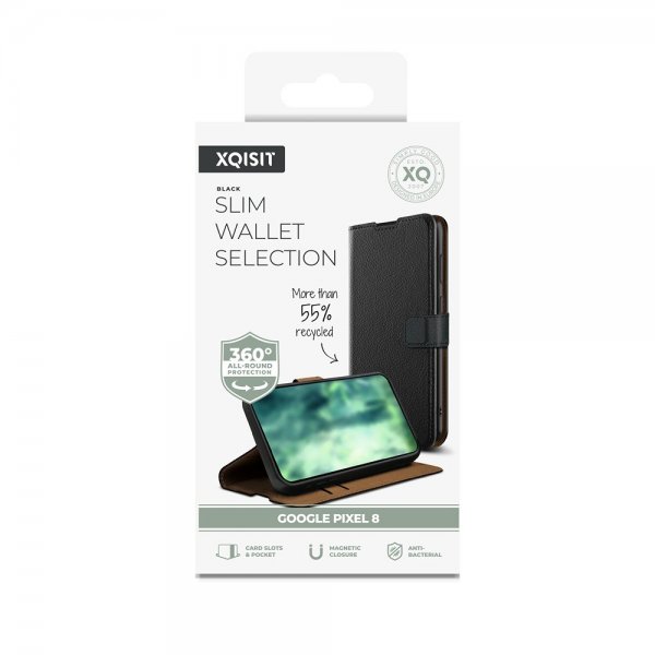 Xqisit Google Pixel 8 Slim Wallet Selection -suojakotelo, musta