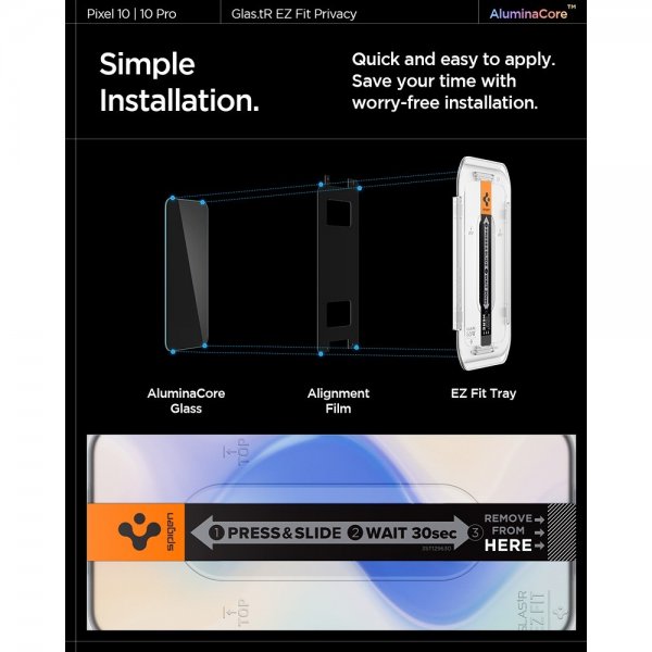 Spigen Google Pixel 9/9 Pro/Pixel 10/10 Pro Näytönsuoja GLAS.tR EZ Fit Privacy 2-pakkaus