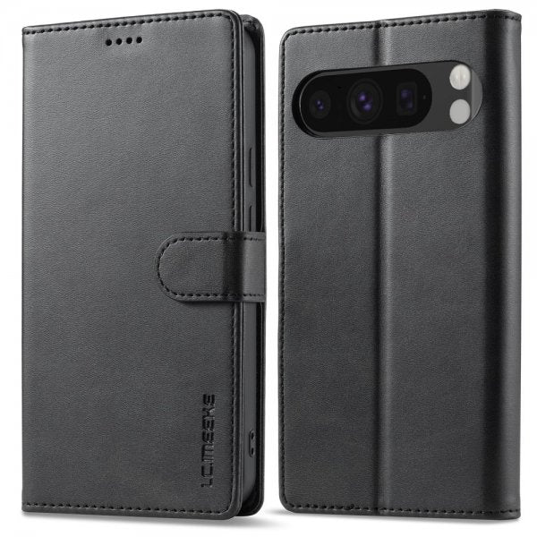 Lc.Imeeke Google Pixel 9/Pixel 9 Pro Suojakotelo Korttipaikalla, Jalustatoiminnolla, Musta