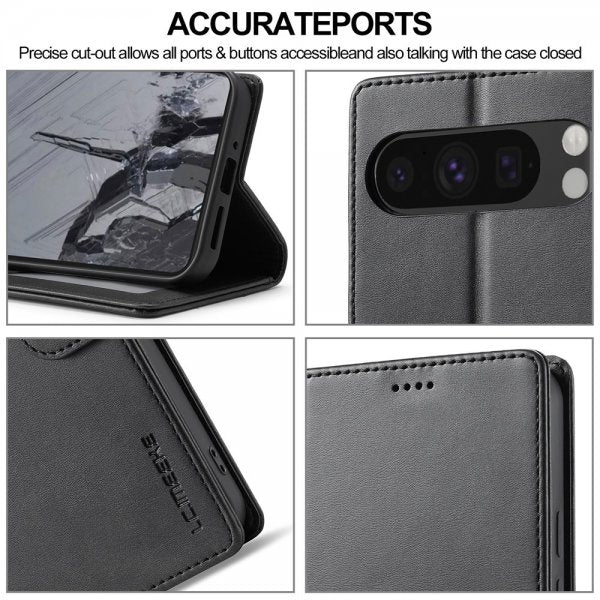 Lc.Imeeke Google Pixel 9/Pixel 9 Pro/Pixel 10/Pixel 10 Pro Kotelo Korttipaikalla Musta