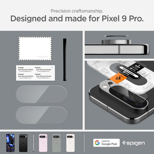 Spigen Google Pixel 9 Pro Kameralinssuojaus Lasi.tR EZ Fit Optik 2-pack