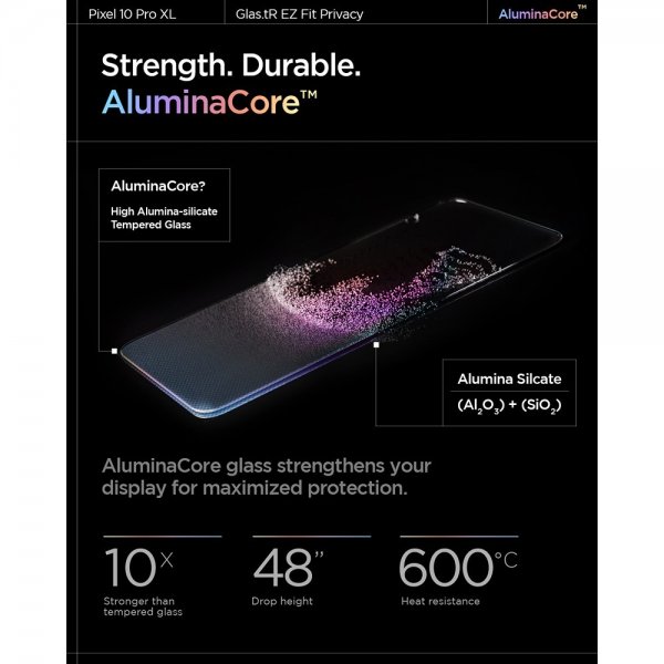 Spigen Google Pixel 9 Pro XL/Pixel 10 Pro XL Näytönsuoja GLAS.tR EZ Fit Privacy 2-pakkaus