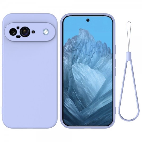 Google Pixel 9 Kuori hihnalla Silikoni Lila
