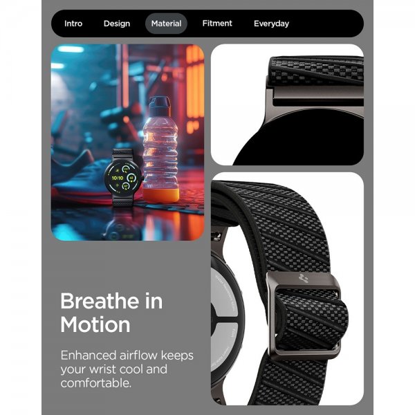 Spigen Google Pixel Watch 3/4 45mm ranneke Lite Fit X musta