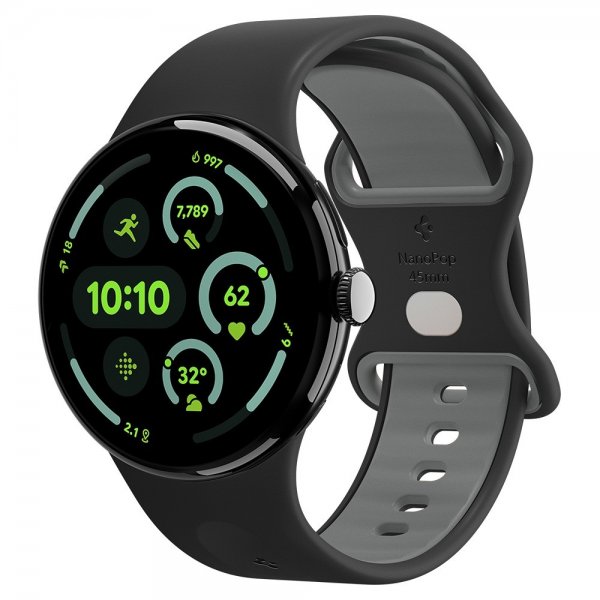 Spigen Google Pixel Watch 3/4 45mm Ranneke Nano Pop Musta Sesame