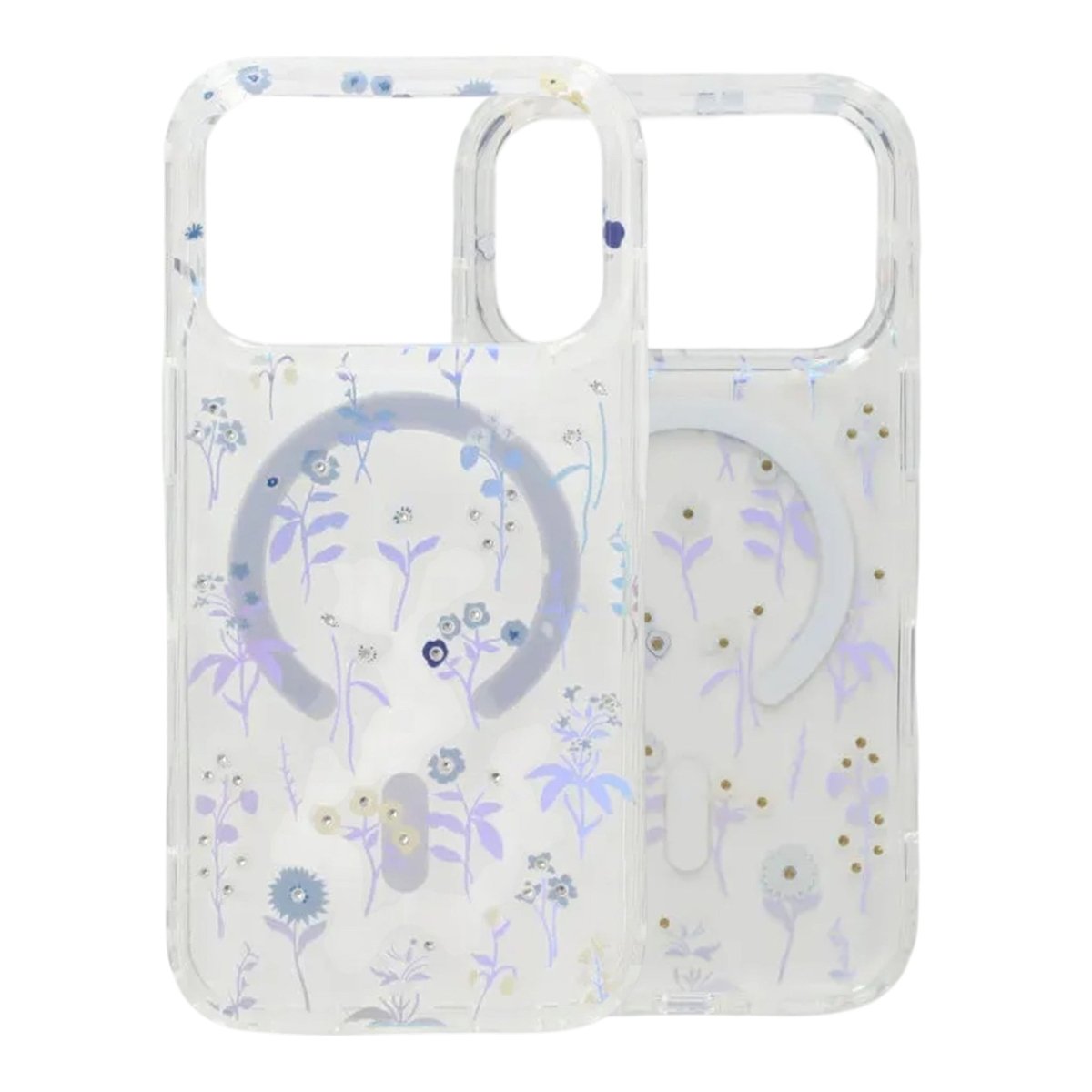 iPhone 17 Pro Max Kuori Kukkakuvio Strassit MagSafe Sininen
