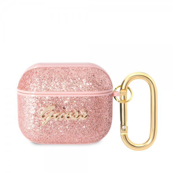 Guess AirPods 3 -kuoret, glitterhiutaleet, vaaleanpunainen