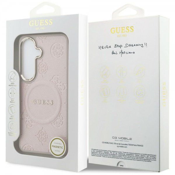Guess Samsung Galaxy S26 Plus -kuori Saffiano Peony MagSafe, pinkki