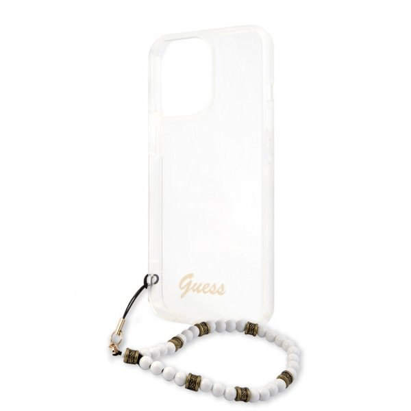Guess iPhone 13 Pro Suojakuori Pearl Handle Script Logo White