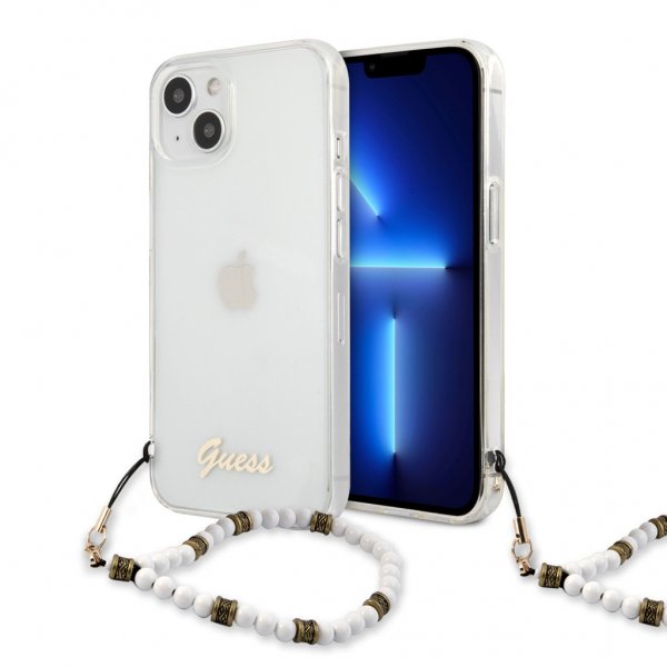 Guess iPhone 13 Mini Kuori Pearl Handle Script Logo Valkoinen