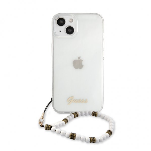Guess iPhone 13 Mini Kuori Pearl Handle Script Logo Valkoinen