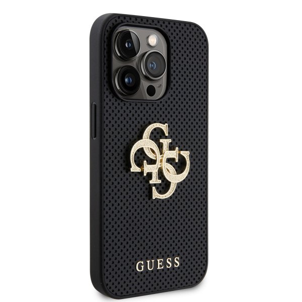 Guess iPhone 15 Pro Max Kuori Perforated Glitter Musta