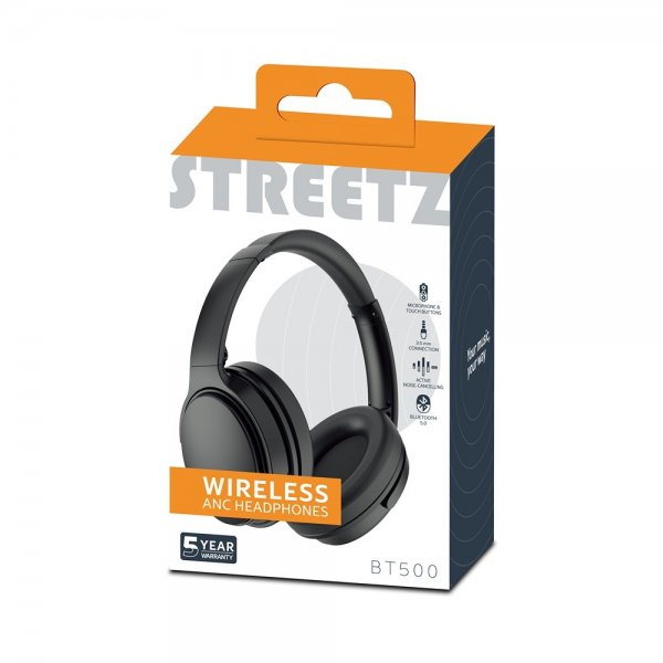 Streetz BT500 Wireless ANC -kuulokkeet, musta