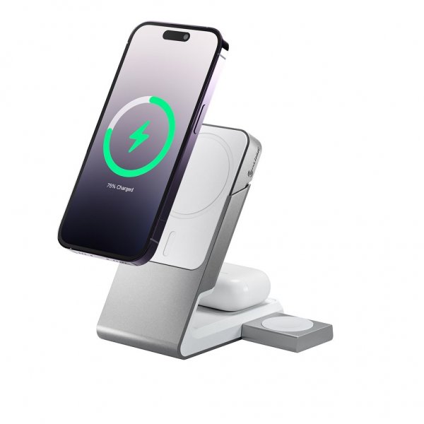 ALOGIC Matrix 3-in-1 Magneettinen Lataustelakka Apple Watch Laturilla Valkoinen