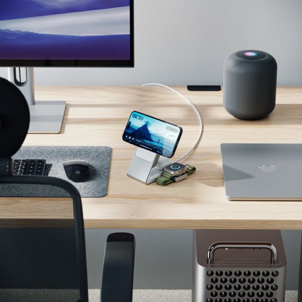 ALOGIC Matrix 3-in-1 Magneettinen Lataustelakka Apple Watch Laturilla Valkoinen