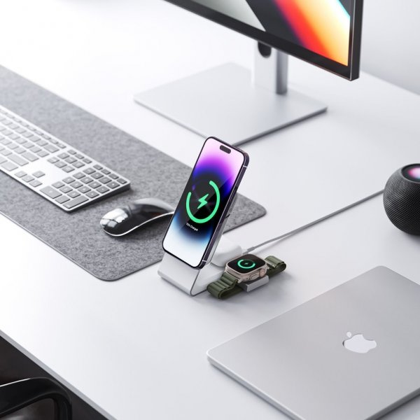 ALOGIC Matrix 3-in-1 Magneettinen Lataustelakka Apple Watch Laturilla Valkoinen