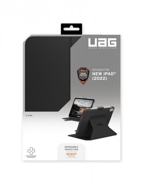 Urban Armor Gear (UAG) iPad 10.9 (gen 10)/iPad 11 (A16) Scout Folio -suojakotelo, musta