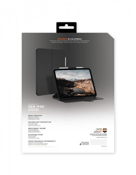 Urban Armor Gear (UAG) iPad 10.9 (gen 10)/iPad 11 (A16) Scout Folio -suojakotelo, musta