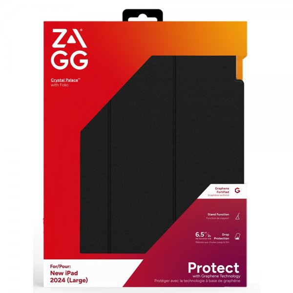 ZAGG iPad Air 13 (M2/M3) Kotelo Crystal Palace Folio Musta Läpinäkyvä