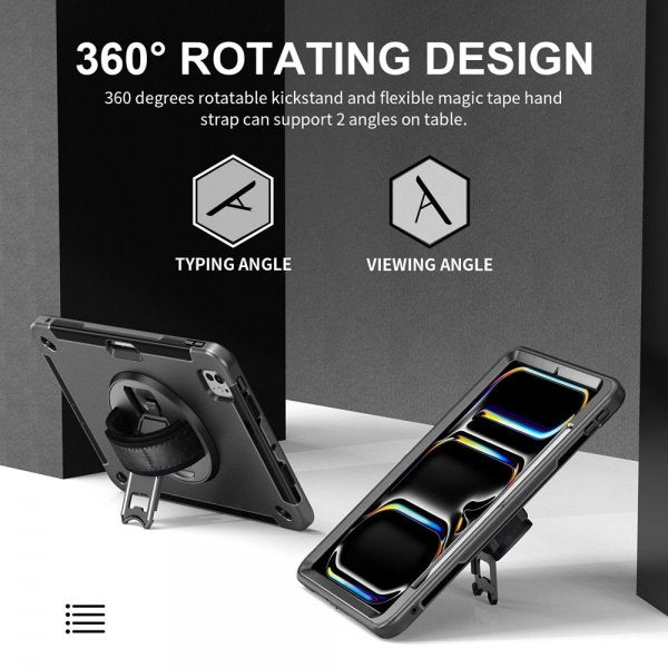 4smarts iPad Pro 11 (M4/M5) Kuori Rugged Kotelo Grip Musta