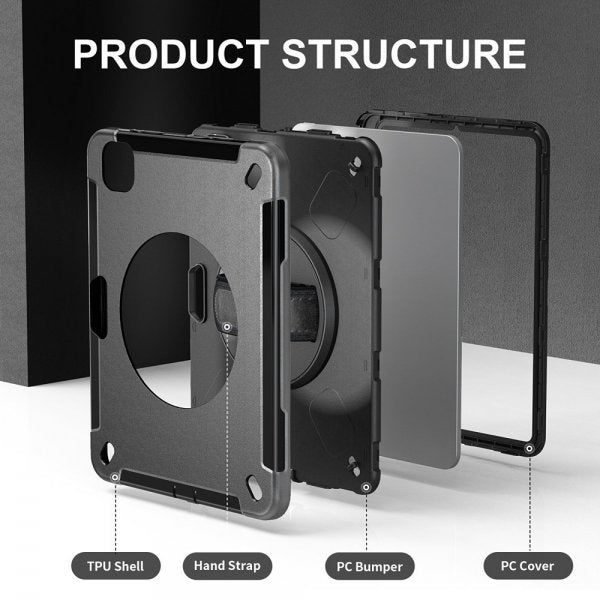 4smarts iPad Pro 11 (M4/M5) Kuori Rugged Kotelo Grip Musta