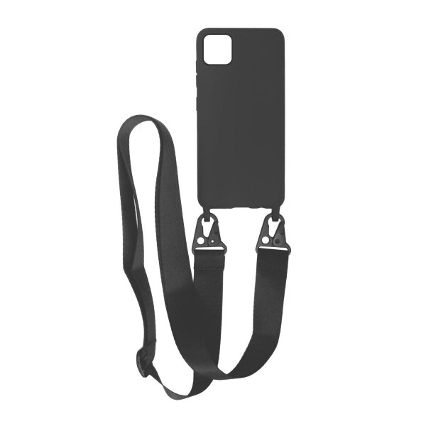 iPhone 11 Pro Max -kuoret silikonia kaulanauhalla, musta