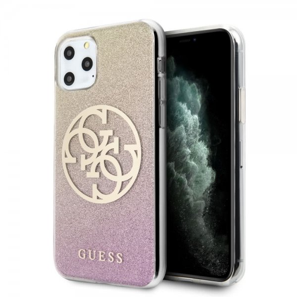 Guess iPhone 11 Pro Max -kuori, Glitter Circle, ruusukulta