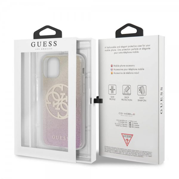 Guess iPhone 11 Pro Kuori Glitter Circle Ruusukulta