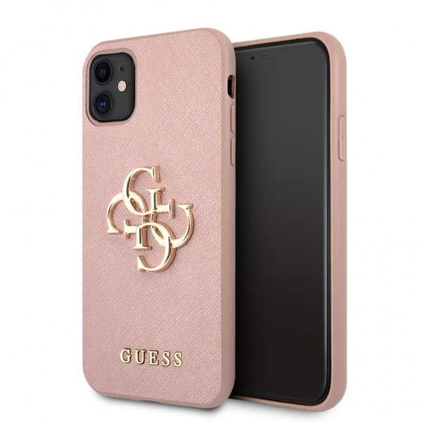 Guess iPhone 11 -kuori 4G Logo Saffiano Pinkki