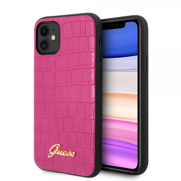 Guess iPhone 11 -suojakuori Croco, pinkki