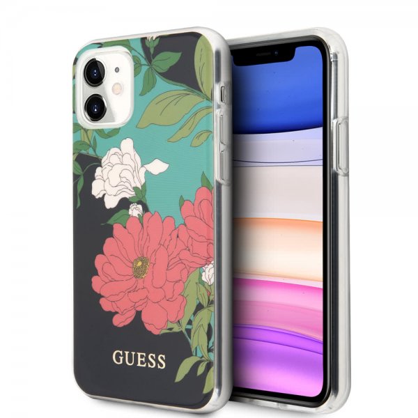 Guess iPhone 11 -suojakuori Flower Edition N.1, musta