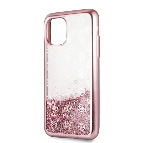 Guess iPhone 11 -suojakuori, Glitter Cover, ruusukulta