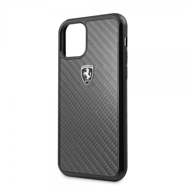 Ferrari iPhone 11 -suojakuori, hiilikuitukuvioitu, musta
