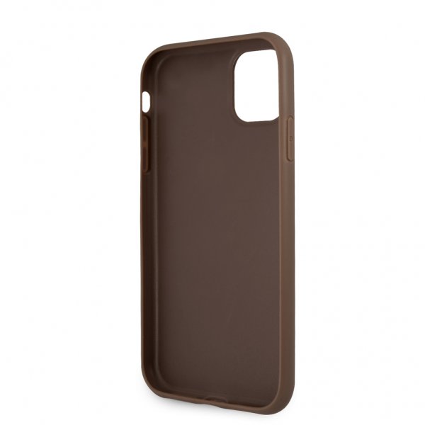 Guess iPhone 11 -suojakuori, metallilogo, ruskea