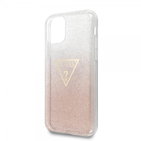 Guess iPhone 11 -suojakuori, Solid Glitter Cover, vaaleanpunainen