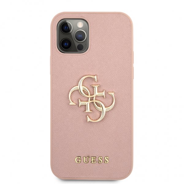 Guess iPhone 12/iPhone 12 Pro Kuori 4G Logo Saffiano Ruusu