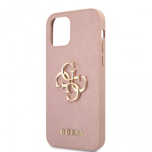 Guess iPhone 12/iPhone 12 Pro Kuori 4G Logo Saffiano Ruusu