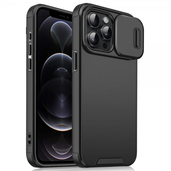iPhone 12/iPhone 12 Pro Suojakuori Camera Slide Musta