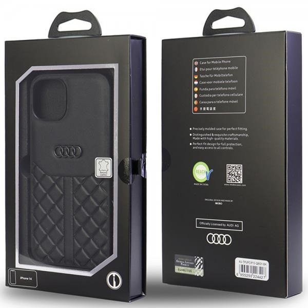 Audi iPhone 12/iPhone 12 Pro Kotelo, Aito Nahka, Musta