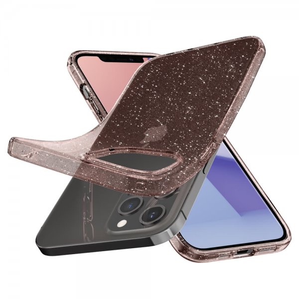 Spigen iPhone 12/iPhone 12 Pro -kuori Liquid Crystal Glitter Rose Quartz