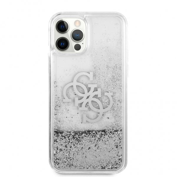 Guess iPhone 12/iPhone 12 Pro Glitter-suojakuori, kirkas hopea